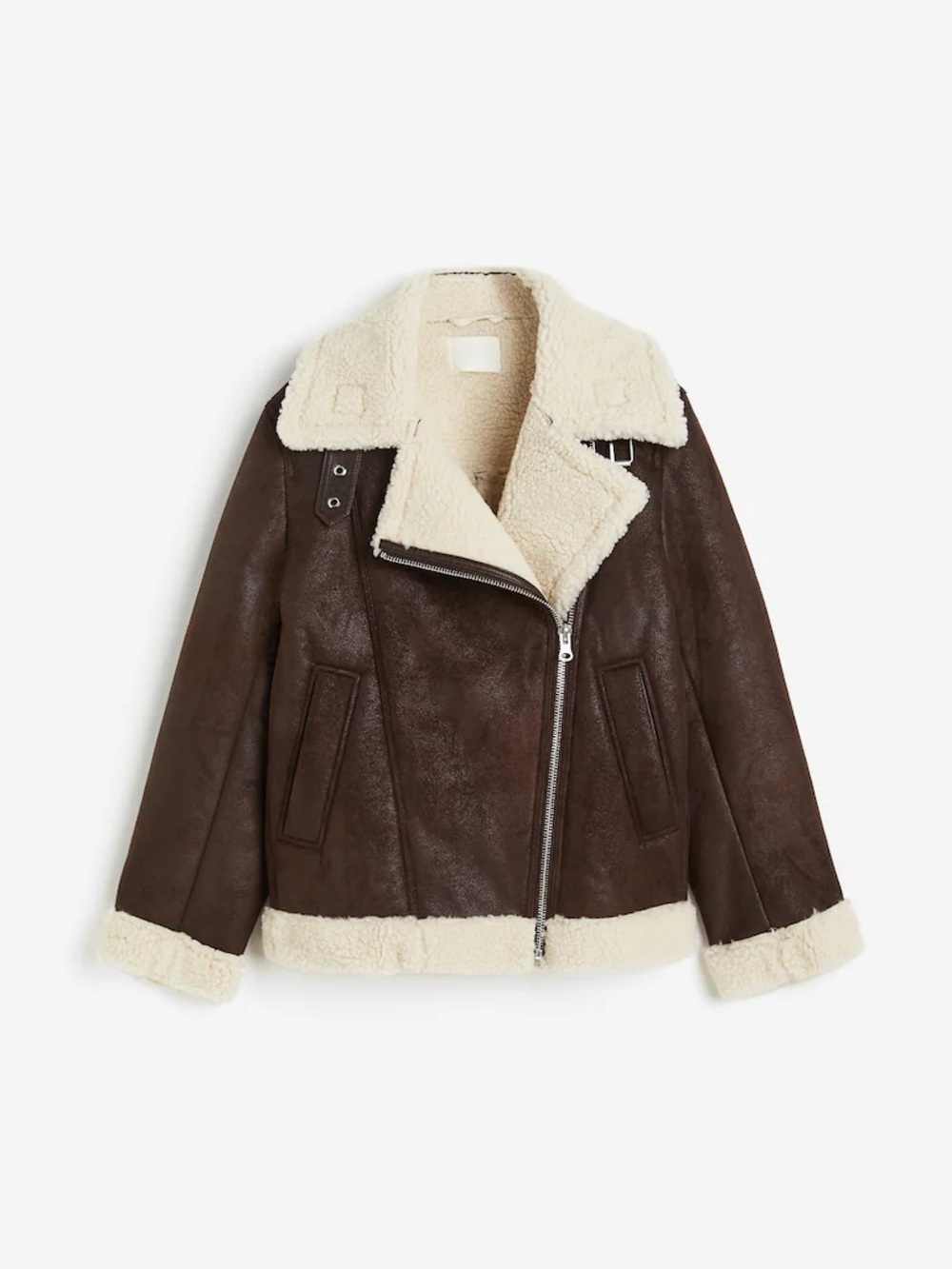 H&M Faux Shearling Aviator Jacket SZ Medium